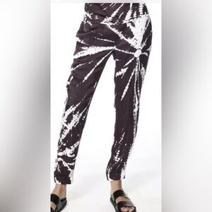 Young Fabulous & Broke Burgundy and White Tie-Dye Jogger Pants | Size Small